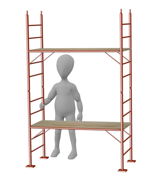 3d render of cartoon character on scaffolding — Stock Photo, Image