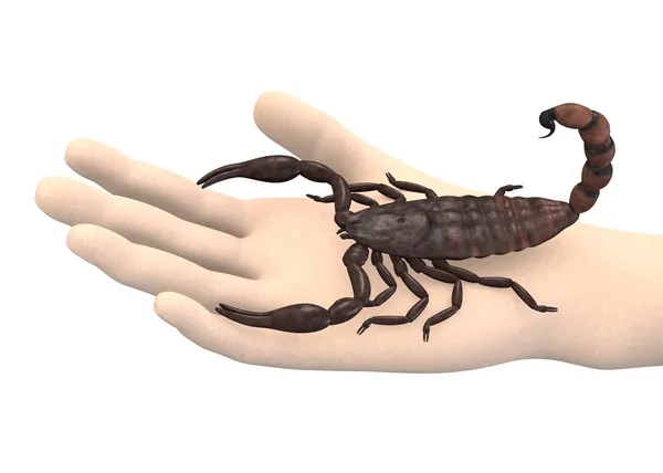 3d render of hand with scorpio — Stock Photo, Image