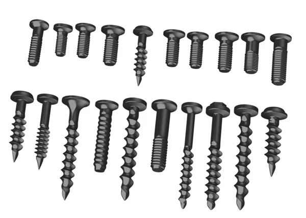 stock image 3d render of screws collection