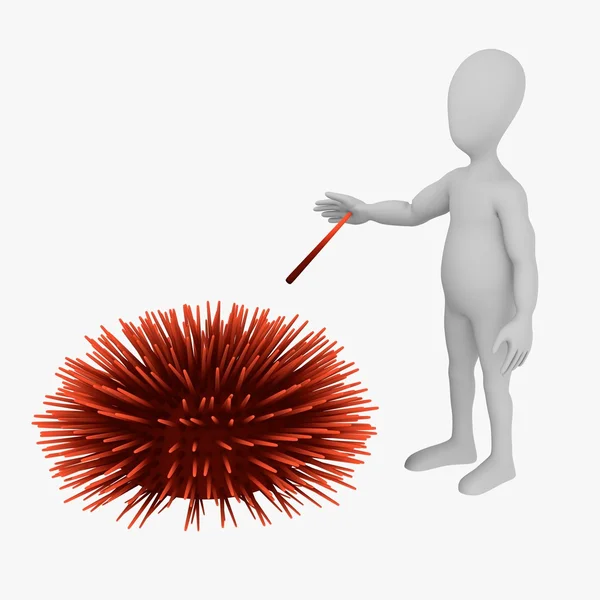 3d render of cartoon character with sea urchin — Stock Photo, Image