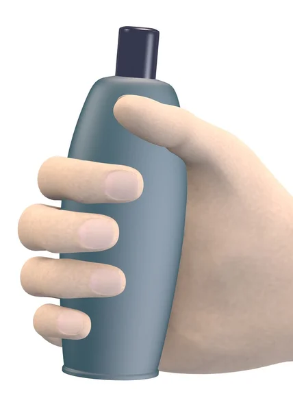 3d renderizado de la mano con champú —  Fotos de Stock