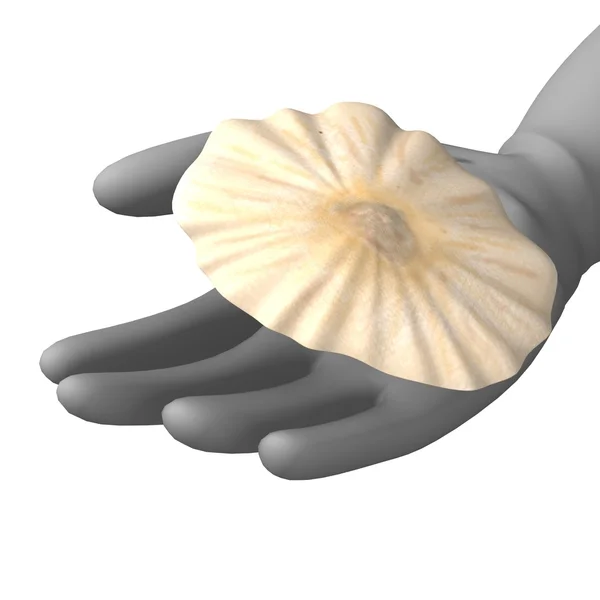 Çizgi film karakteri ile shell 3D render — Stok fotoğraf