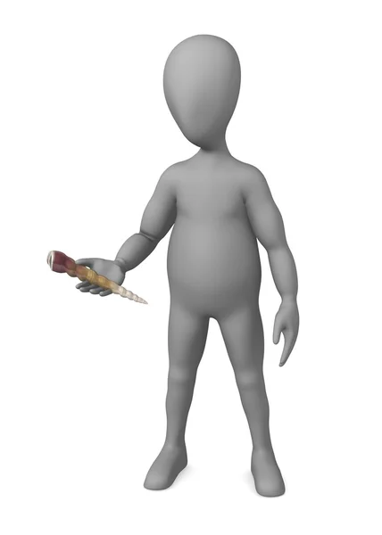 3D визуализация персонажа мультфильма с оболочкой — стоковое фото