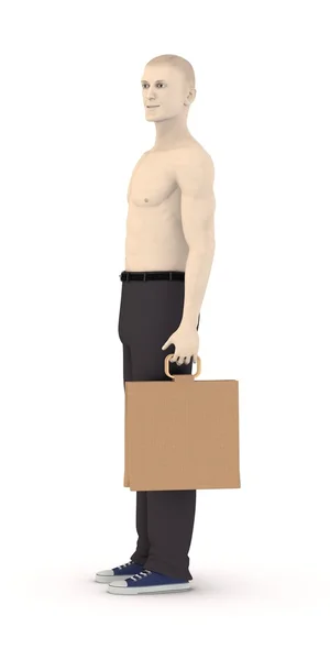 3D render av konstgjorda karaktär med shopping väska — Stockfoto