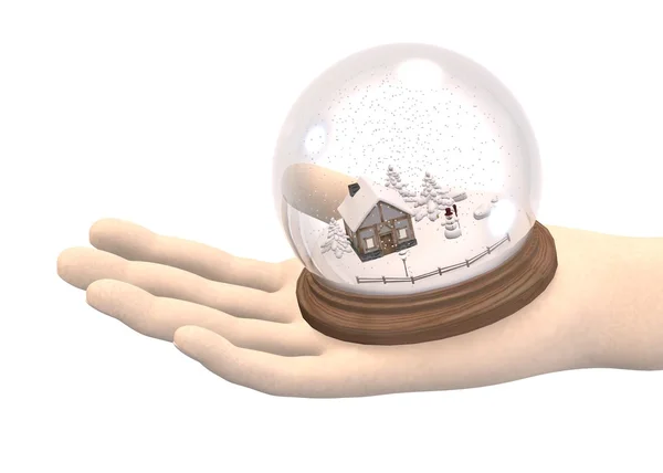 stock image 3d render of hand with snowglobe