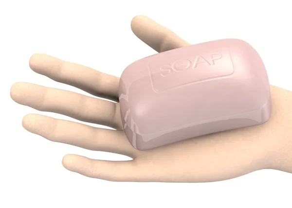 3D-Darstellung der Hand mit Seife — Stockfoto