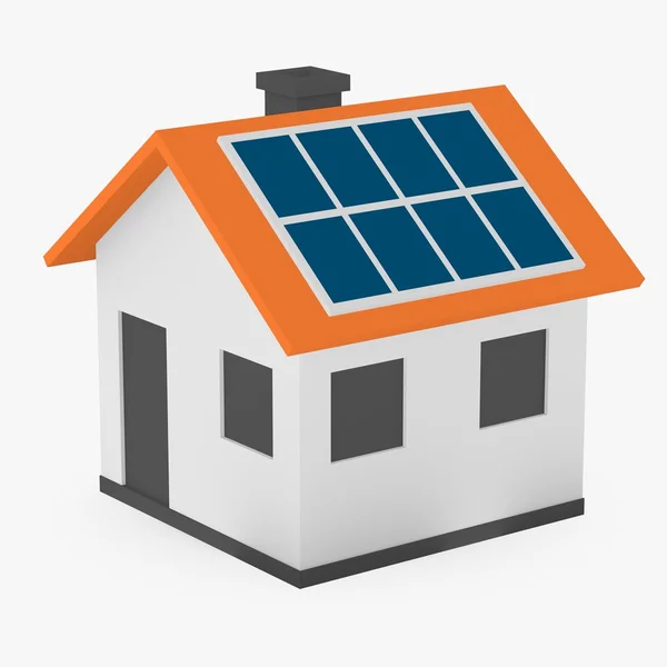 3d render of cartoon house with solar panels — Stock Photo, Image