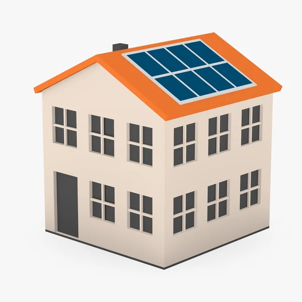 3D візуалізація мультиплікаційного будинку з сонячними панелями — стокове фото