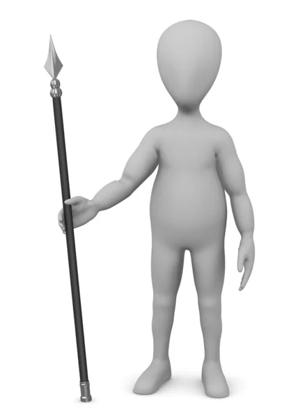 3d renderizado de personaje de dibujos animados con lanza — Foto de Stock