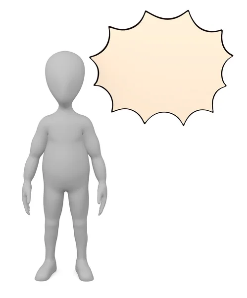 3D-Darstellung der Cartoon-Figur mit Sprechblase — Stockfoto