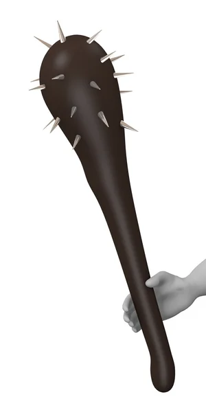 3d render of cartoon character with spiked club — Stock Photo, Image