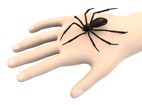 거미와 손의 3d 렌더링 — 스톡 사진