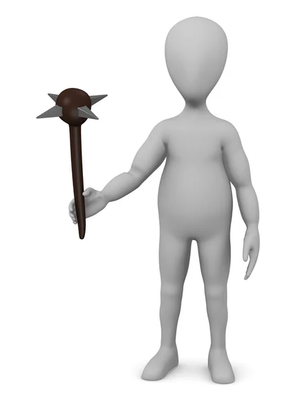 3d render of cartoon character with spiked club — Stock Photo, Image