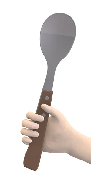 3d renderização de mão com colher — Fotografia de Stock