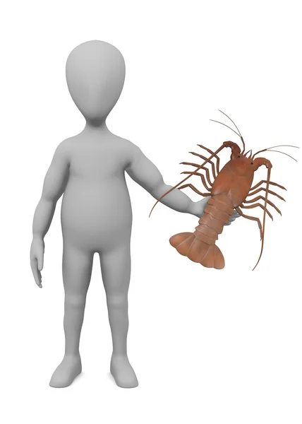 Renderização 3d de personagem de desenho animado com lagosta espinhosa — Fotografia de Stock
