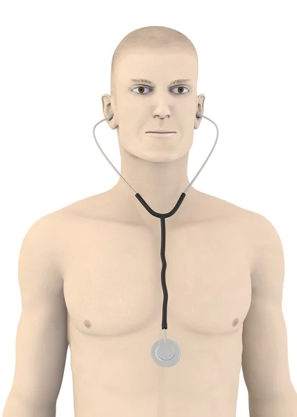Render 3D charakter sztuczna z stetoskop — Zdjęcie stockowe