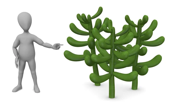 3d renderização de personagem de desenho animado com planta suculenta — Fotografia de Stock