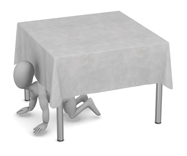 3d renderizado de personaje de dibujos animados con mesa y mantel —  Fotos de Stock