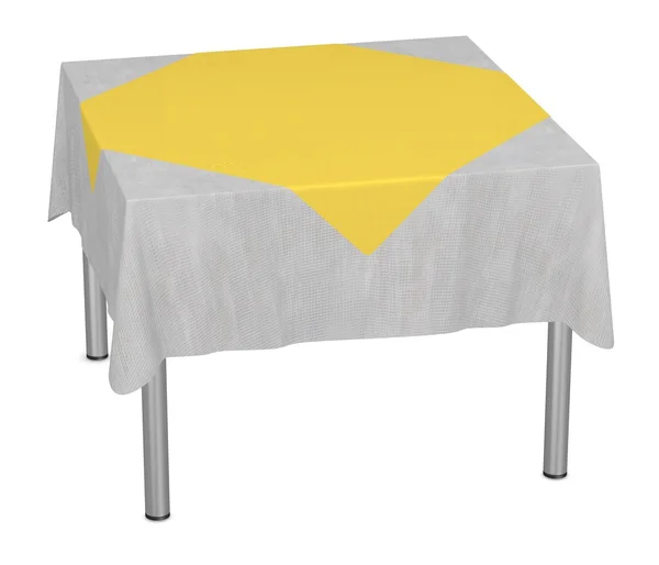 3D-Darstellung des Tisches mit Tischdecke — Stockfoto