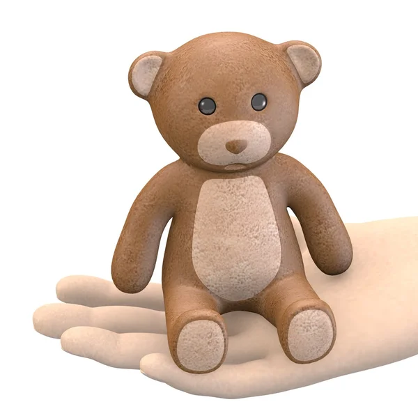 3d rendess of hand with teddy — стоковое фото