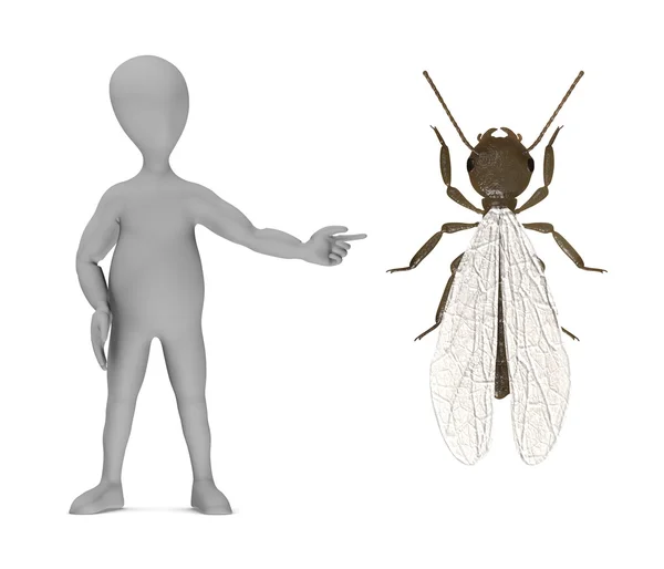 3D render termit ile çizgi film karakteri — Stok fotoğraf