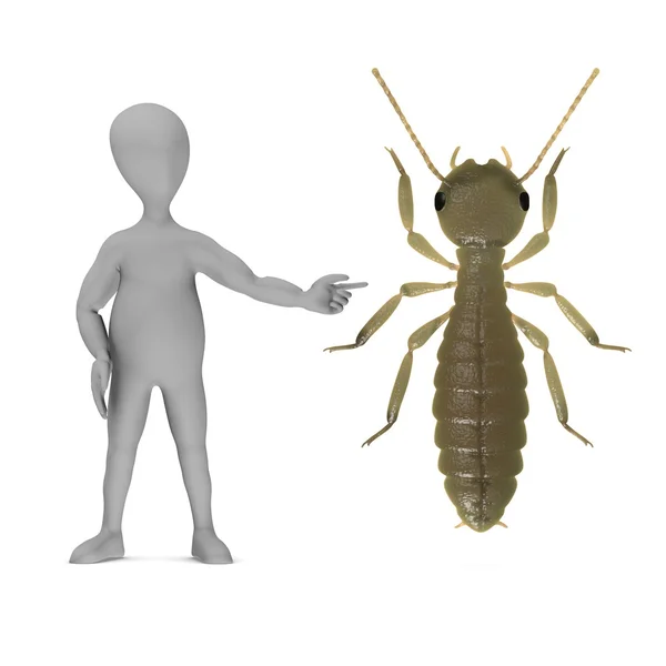 Rendering 3d del personaggio dei cartoni animati con termite — Foto Stock