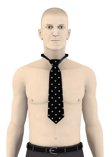 3D render artificiell karaktär med slips — Stockfoto