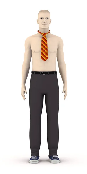 3D render kravat ile yapay karakteri — Stok fotoğraf