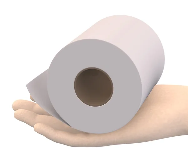 3D καθιστούν του χεριού με χαρτί υγείας — Φωτογραφία Αρχείου