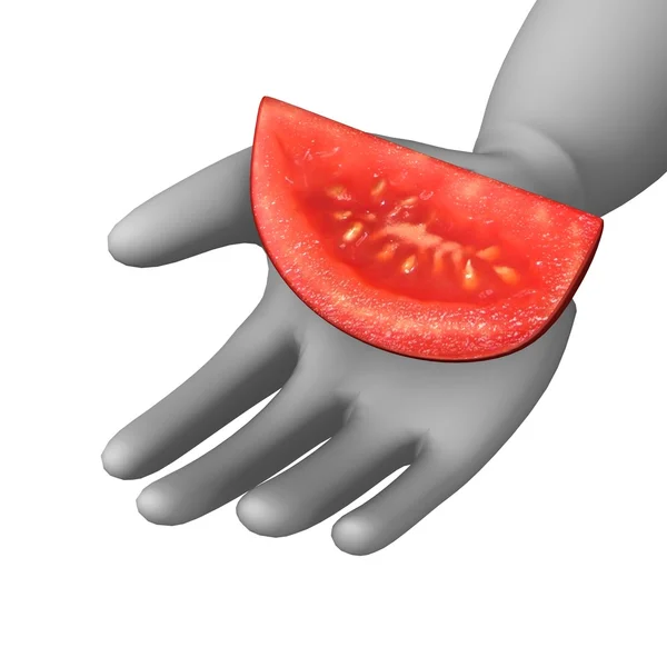 토마토와 만화 캐릭터의 3d 렌더링 — 스톡 사진