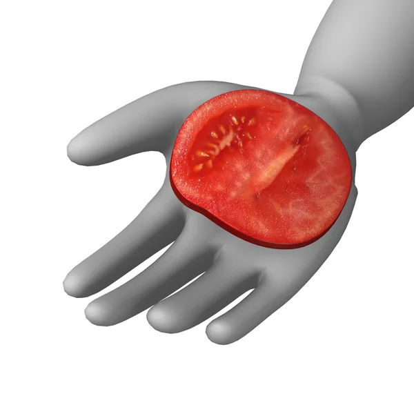 토마토와 만화 캐릭터의 3d 렌더링 — 스톡 사진
