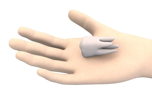 3D-Darstellung der Hand mit Zahn — Stockfoto