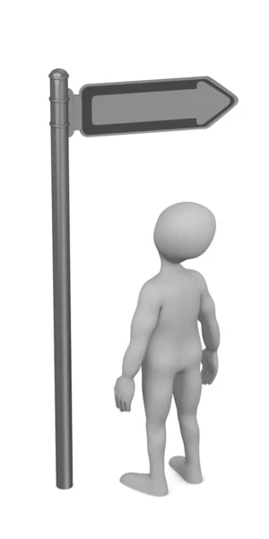 3D візуалізація персонажа мультфільму зі знаком трафіку — стокове фото