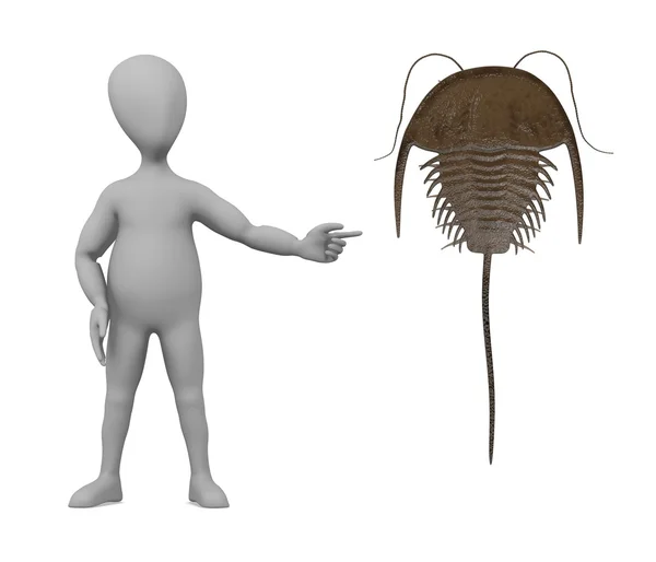 3D vykreslení kreslené postavičky s Trilobit — Stock fotografie