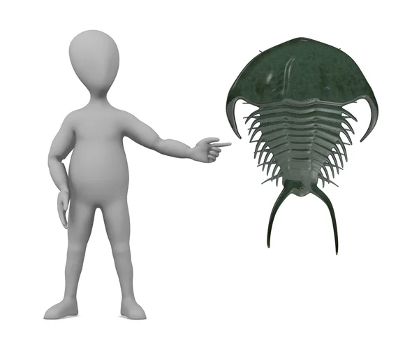 3D-Darstellung einer Zeichentrickfigur mit Trilobiten — Stockfoto