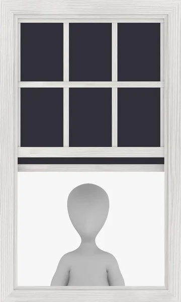 卡通人物与窗口的 3d 呈现器 — 图库照片