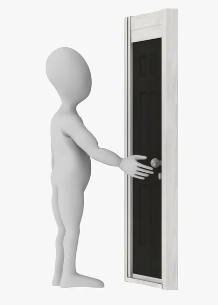 3D визуализация персонажа мультфильма с дверью — стоковое фото