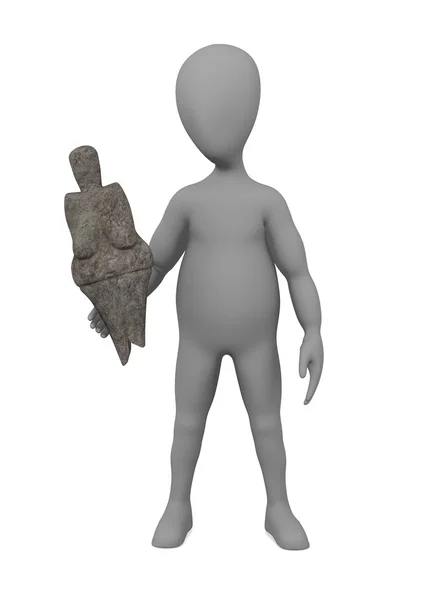3D render Venüs heykeli ile çizgi film karakteri — Stok fotoğraf