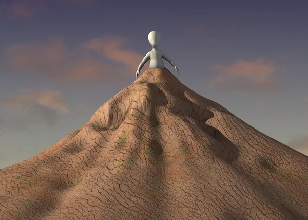 3d renderizado de personaje de dibujos animados con volcán — Foto de Stock