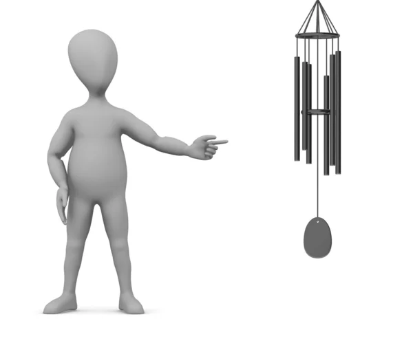 3d render of cartoon character with wind chimes — Stock Photo, Image