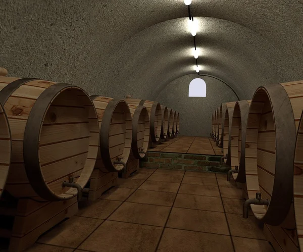 stock image 3d render of wine cellar