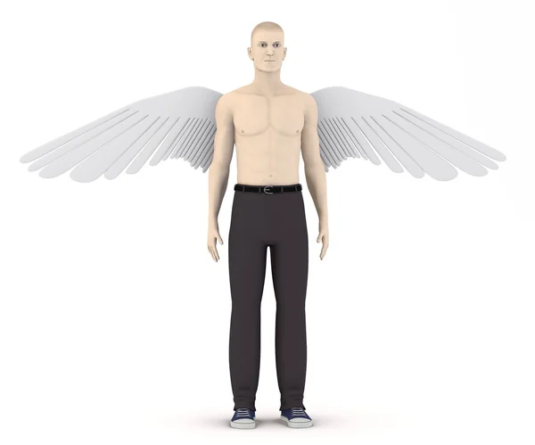 3d 渲染的人工字符带翅膀-天使 — 图库照片