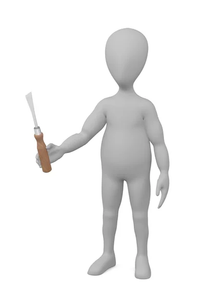 3d render of cartoon character with chisel — Stock Photo, Image
