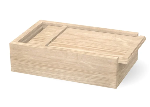 3D renderowania drewniane pudełko — Zdjęcie stockowe