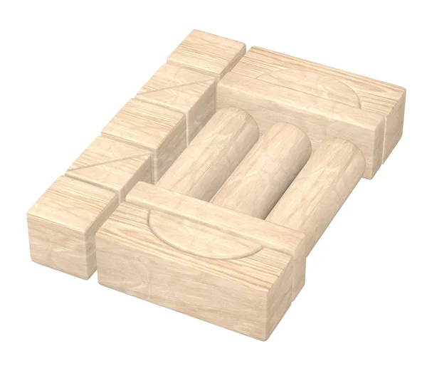 3D render av trä brickbox — Stockfoto
