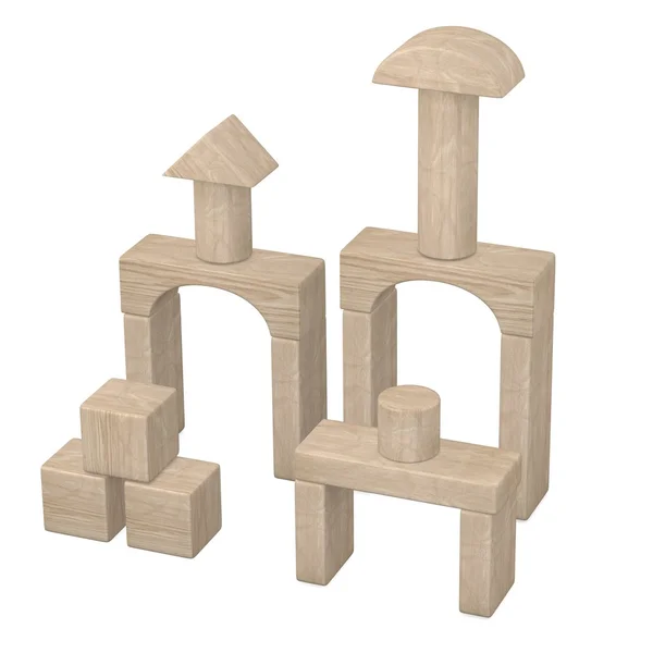 3d renderização de caixa de tijolo de madeira — Fotografia de Stock