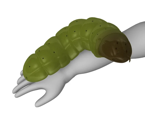 3D renderowania postać z kreskówek z robakiem — Zdjęcie stockowe