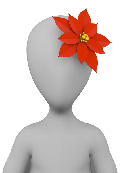 Renderização 3d de personagem de desenho animado com flor na cabeça — Fotografia de Stock