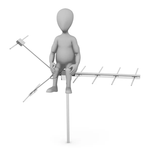3D визуализация персонажа мультфильма с антенной — стоковое фото