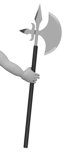 Renderização 3d de personagem de desenho animado com machado — Fotografia de Stock